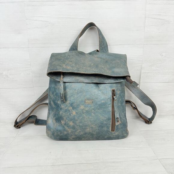 Bed Stu Howie Genuine Leather Backpack Purse Rustic Boho Distressed Teal NEW - Picture 1 of 16